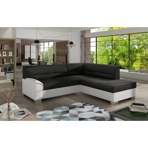 Coltar extensibil dreapta 4 locuri ELTAP, BR17, Bergen, 247x214x83 cm, lemn/poliester, negru/alb imagine