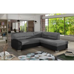 Coltar extensibil dreapta 4 locuri ELTAP, BR18, Bergen, 247x214x83 cm, lemn/poliester, gri inchis/negru imagine