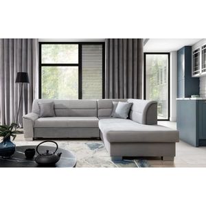 Coltar extensibil dreapta 4 locuri ELTAP, BR19, Bergen, 247x214x83 cm, lemn/poliester, gri deschis imagine