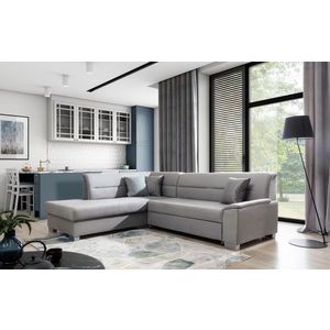 Coltar extensibil stanga 4 locuri ELTAP, BR20, Bergen, 247x214x83 cm, lemn/poliester, gri deschis imagine