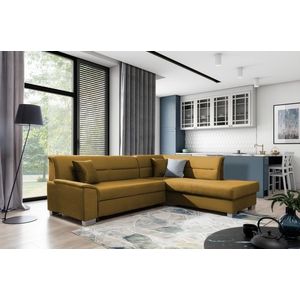 Coltar extensibil dreapta 4 locuri ELTAP, BR41, Bergen, 247x214x83 cm, lemn/poliester, mustar imagine