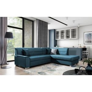 Coltar extensibil dreapta 4 locuri ELTAP, BR47, Bergen, 247x214x83 cm, lemn/poliester, albastru imagine
