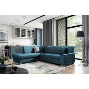Coltar extensibil stanga 4 locuri ELTAP, BR48, Bergen, 247x214x83 cm, lemn/poliester, albastru imagine
