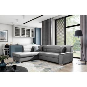 Coltar extensibil stanga 4 locuri ELTAP, BR52, Bergen, 247x214x83 cm, lemn/poliester, gri imagine