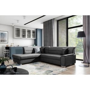 Coltar extensibil stanga 4 locuri ELTAP, BR56, Bergen, 247x214x83 cm, lemn/poliester, gri inchis imagine