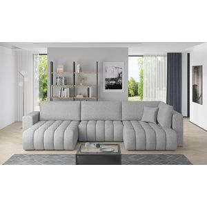 Coltar extensibil stanga 6 locuri ELTAP, LT-04BO, Bonito, 350x175x92 cm, lemn/poliester, gri deschis imagine