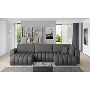 Coltar extensibil stanga 6 locuri ELTAP, LT-05FL, Bonito, 350x175x92 cm, lemn/poliester, gri inchis imagine