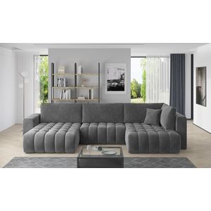 Coltar extensibil stanga 6 locuri ELTAP, LT-06SO, Bonito, 350x175x92 cm, lemn/poliester, gri inchis imagine