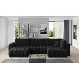 Coltar extensibil stanga 6 locuri ELTAP, LT-10VE, Bonito, 350x175x92 cm, lemn/poliester, negru imagine