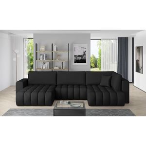 Coltar extensibil stanga 6 locuri ELTAP, LT-11SOF, Bonito, 350x175x92 cm, lemn/poliester, negru imagine