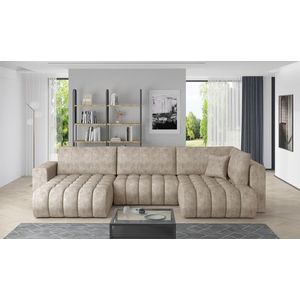 Coltar extensibil stanga 6 locuri ELTAP, LT-18LE, Bonito, 350x175x92 cm, lemn/poliester, bej imagine