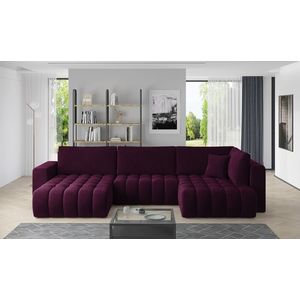 Coltar extensibil stanga 6 locuri ELTAP, LT-25VE, Bonito, 350x175x92 cm, lemn/poliester, violet inchis imagine