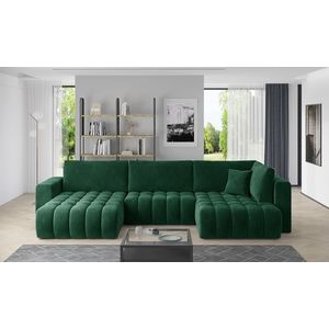 Coltar extensibil stanga 6 locuri ELTAP, LT-35LU, Bonito, 350x175x92 cm, lemn/poliester, verde inchis imagine