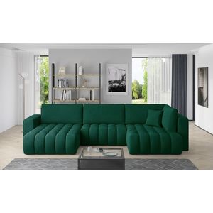 Coltar extensibil stanga 6 locuri ELTAP, LT-35NU, Bonito, 350x175x92 cm, lemn/poliester, verde inchis imagine