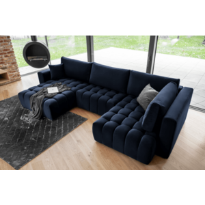 Coltar extensibil stanga 6 locuri ELTAP, LT-40LO, Bonito, 350x175x92 cm, lemn/poliester, albastru inchis imagine