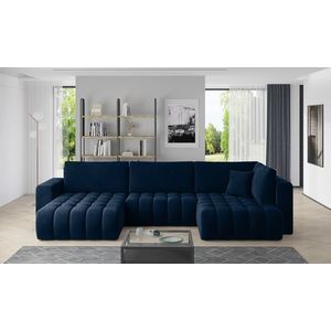 Coltar extensibil stanga 6 locuri ELTAP, LT-40VE, Bonito, 350x175x92 cm, lemn/poliester, albastru inchis imagine