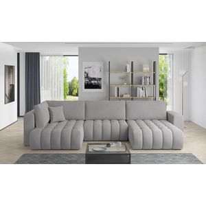 Coltar extensibil dreapta 6 locuri ELTAP, RT-03NU, Bonito, 350x175x92 cm, lemn/poliester, gri deschis imagine
