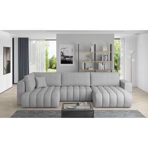 Coltar extensibil dreapta 6 locuri ELTAP, RT-04BO, Bonito, 350x175x92 cm, lemn/poliester, gri deschis imagine