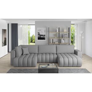 Coltar extensibil dreapta 6 locuri ELTAP, RT-04FL, Bonito, 350x175x92 cm, lemn/poliester, gri deschis imagine