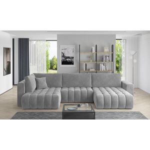 Coltar extensibil dreapta 6 locuri ELTAP, RT-04SO, Bonito, 350x175x92 cm, lemn/poliester, gri deschis imagine