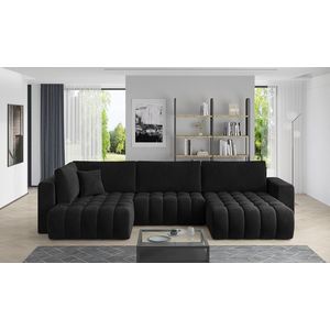 Coltar extensibil dreapta 6 locuri ELTAP, RT-10VE, Bonito, 350x175x92 cm, lemn/poliester, negru imagine