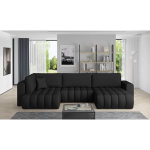 Coltar extensibil dreapta 6 locuri ELTAP, RT-11SOF, Bonito, 350x175x92 cm, lemn/poliester, negru imagine