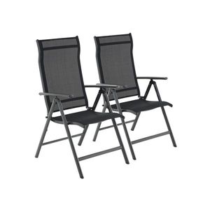 Set 2 sezlonguri pentru gradina/terasa, Songmics, 56x70x106 cm, max 150 kg, aluminiu/tesatura sintetica, negru imagine