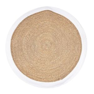 Covor Zahra, Bizzotto, Ø 120 cm, fibre naturale/hartie impletita, natural/alb imagine