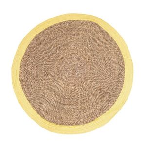 Covor Zahra, Bizzotto, Ø 120 cm, fibre naturale/hartie impletita, natural/galben imagine