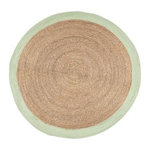Covor Zahra, Bizzotto, Ø 120 cm, fibre naturale/hartie impletita, natural/verde imagine
