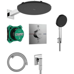 Sistem de dus incastrat Hansgrohe Raindance Alive S Design 300 cu baterie termostatata crom imagine