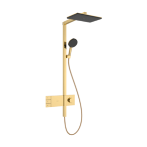 Coloana de dus Hansgrohe Raindance Alive Q 210x340 2jet EcoSmart cu baterie termostatata ShowerSelect Comfort gold optic imagine