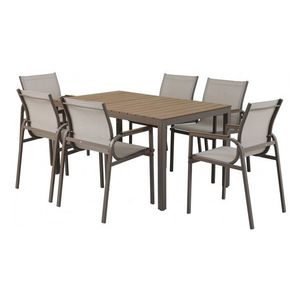 Set masa si 6 scaune PARMA bej cu natur imagine