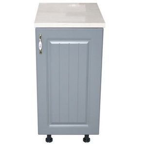 Corp inferior cu 1 Usa Zebra, Alb/MDF Gri, si blat Travertin 40 x 85 x 60 imagine