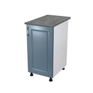 Corp inferior cu 1 Usa Zebra, Alb / MDF Albastru si blat Beton 40 x 85 x 60 imagine