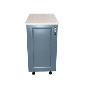 Corp inferior cu 1 Usa Zebra, Alb / MDF Albastru si blat travertin 40 x 85 x 60 imagine