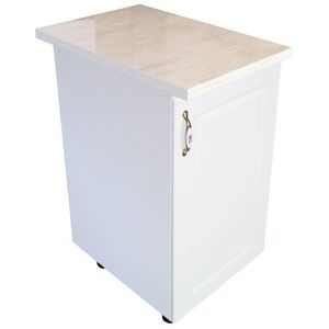 Corp inferior cu 1 usa Zebra, Alb/MDF Alb lucios, cu blat Travertin, 40 x 85 x 60 cm imagine