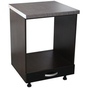Corp pentru cuptor incorporabil cu sertar Zebra, Wenge/Negru, cu blat beton, 60 x 85 x 60 cm imagine