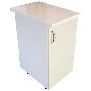 Corp inferior cu 1 usa Zebra, Alb/MDF Vanilie, cu blat Travertin, 40 x 85 x 60 cm imagine