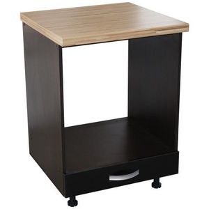 Corp pentru cuptor incorporabil cu sertar Zebra, Wenge/Negru, cu blat artar, 60 x 85 x 60 cm imagine