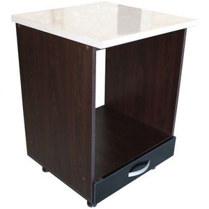 Corp pentru cuptor incorporabil cu sertar Zebra, wenge/Negru lucios, cu blat Travertin, 60 x 85 x 60 cm imagine