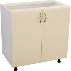 Corp inferior cu 2 usi 80 cm Zebra, Alba/MDF Vanilie, fara blat 80 x 82 x 50 imagine