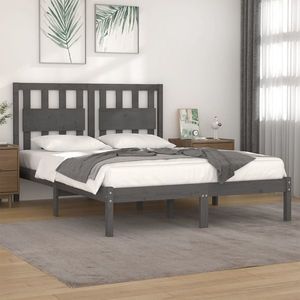 vidaXL Cadru de pat King Size, gri, 150x200 cm, lemn masiv de pin imagine