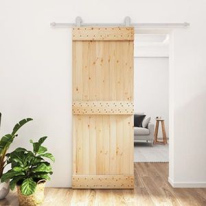 vidaXL Ușă glisantă cu set de feronerie 80x210 cm, lemn masiv de pin imagine