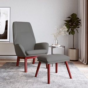 vidaXL Scaun de relaxare cu taburet, gri deschis, textil imagine