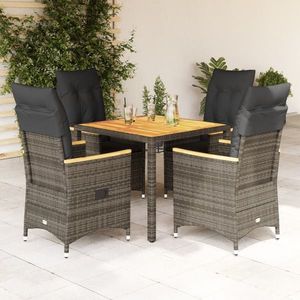 vidaXL Set mobilier de grădină cu perne, 5 piese, gri, poliratan imagine