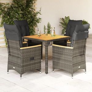 vidaXL Set mobilier de grădină cu perne, 5 piese, gri, poliratan imagine