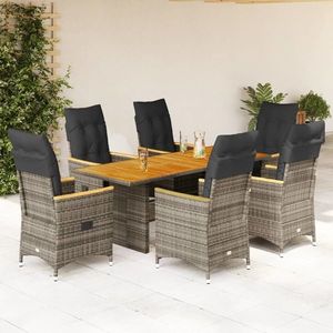 vidaXL Set mobilier de grădină cu perne, 7 piese, gri, poliratan imagine