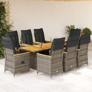 vidaXL Set mobilier grădină cu perne, 9 piese, gri, poliratan imagine