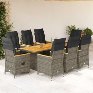 vidaXL Set mobilier grădină cu perne, 9 piese, gri, poliratan imagine